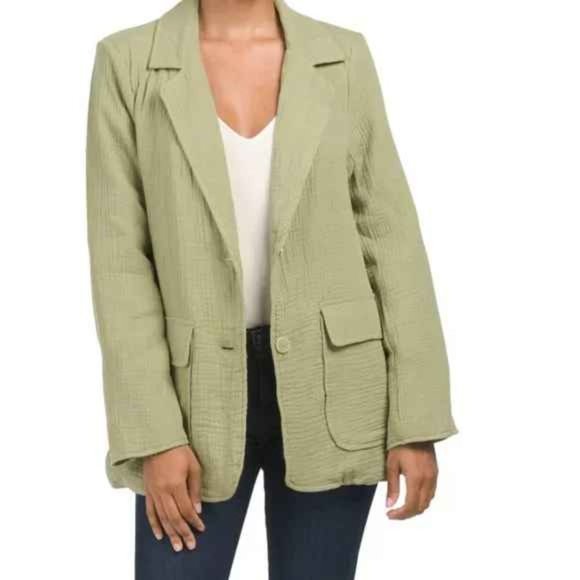 STOOCH Gauze Cotton Shell Flap Pocket 2-button Blazer Moss Green - NWT - Size M - Picture 1 of 8